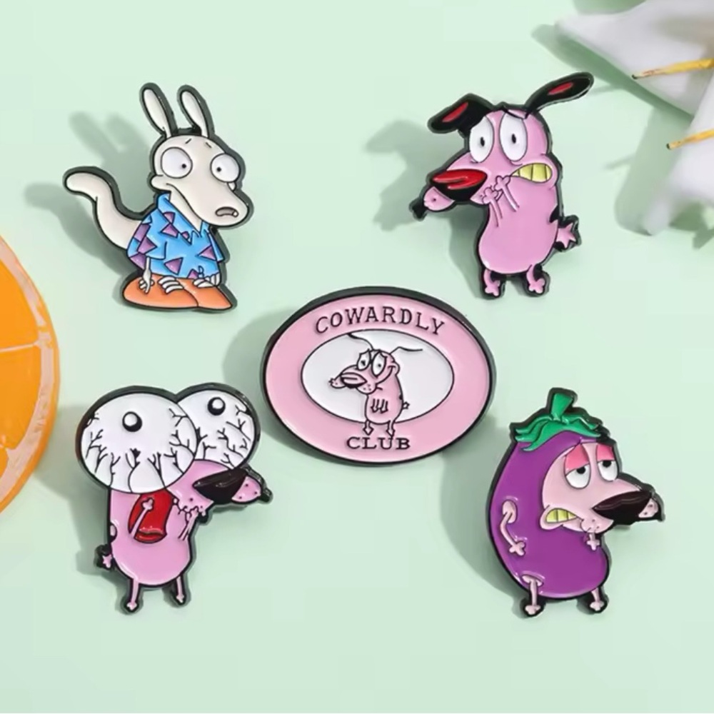 Courage the Cowardly Dog Brooch Pin, Cartoon Accessories,Multicolor